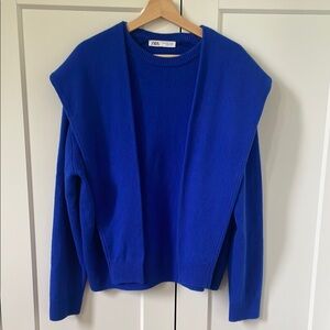 Zara Blue Crew Neck Sweater with Modern Fit